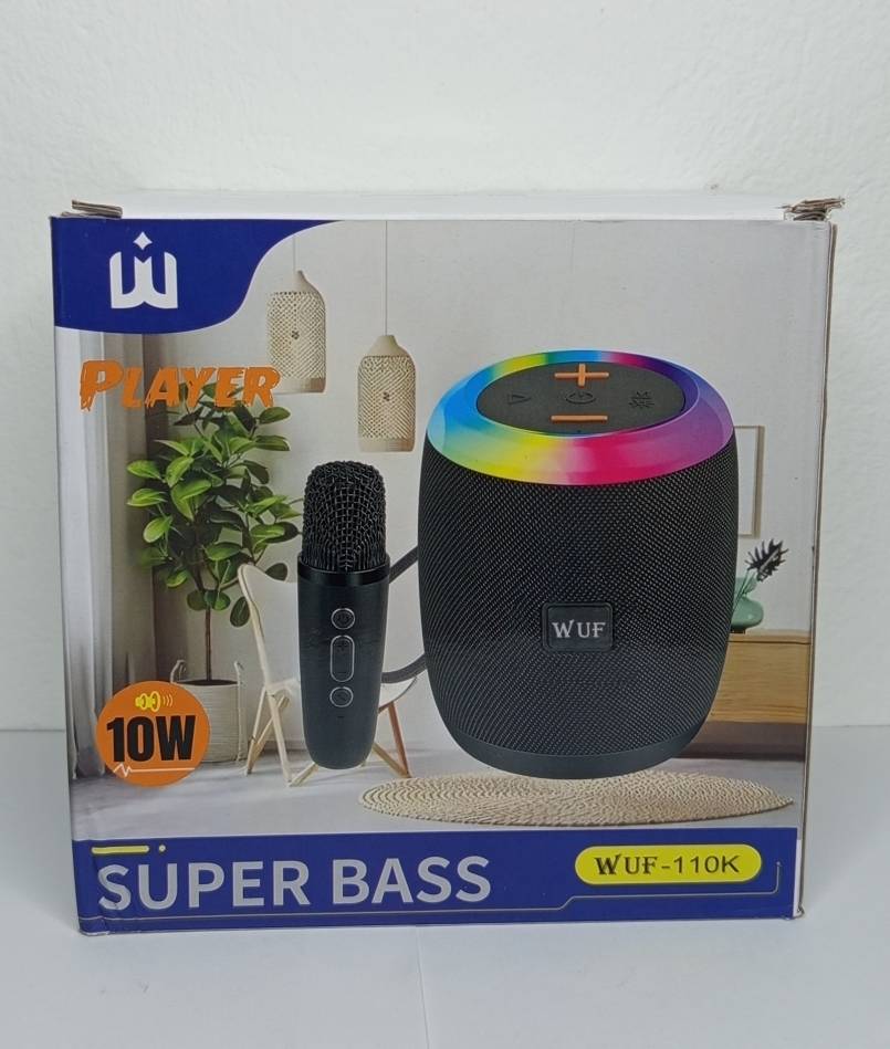 اسپیکر بلوتوثی قابل حمل میکروفن دار 10 وات برند WUF  مدل 110k